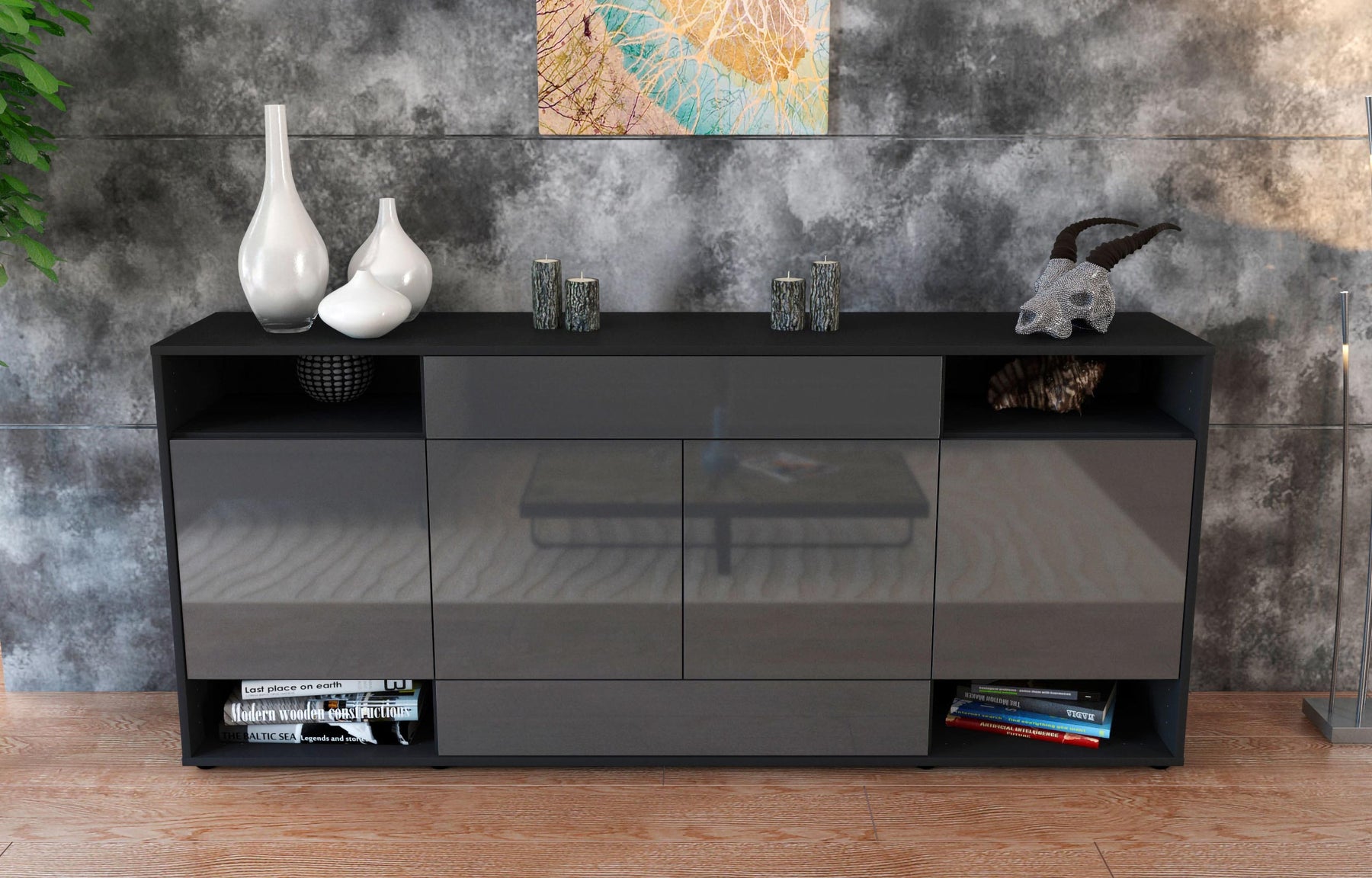 Sideboard Felicia, Grau (180x79x35cm)