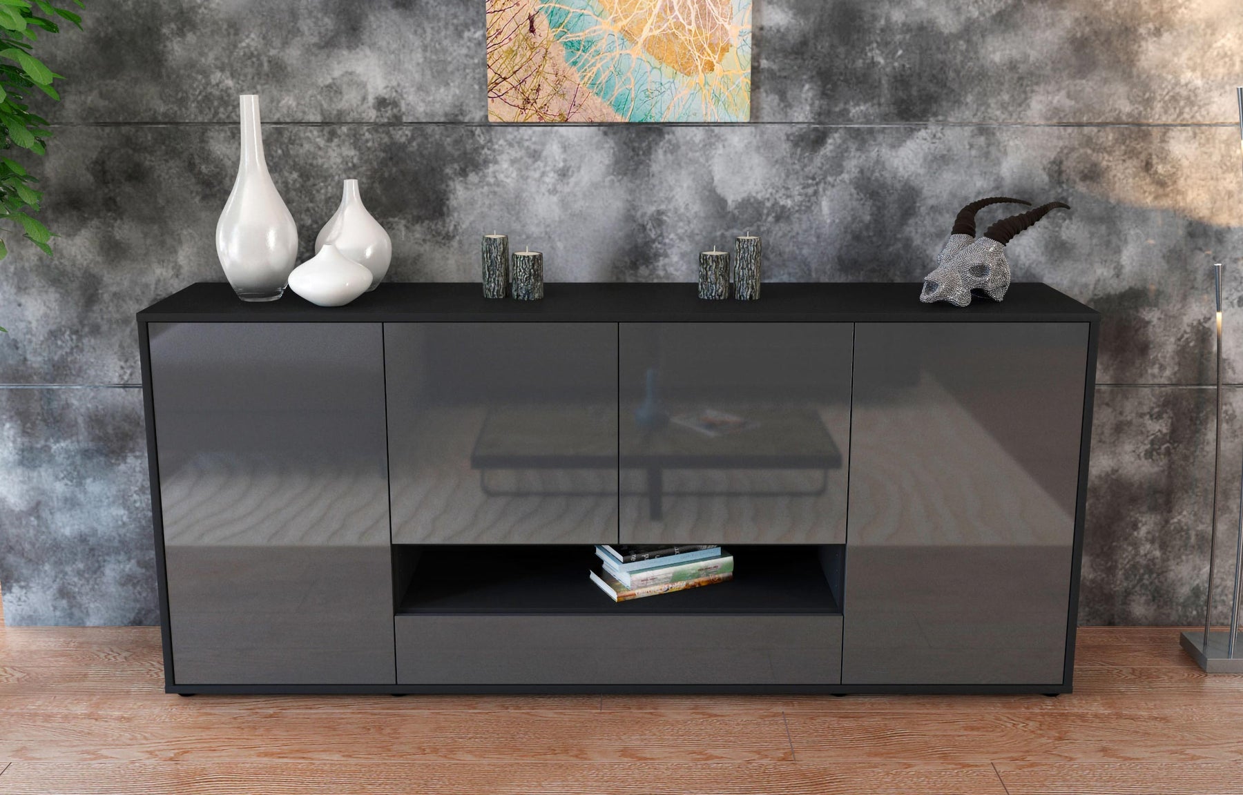 Sideboard Felicitas, Grau (180x79x35cm)