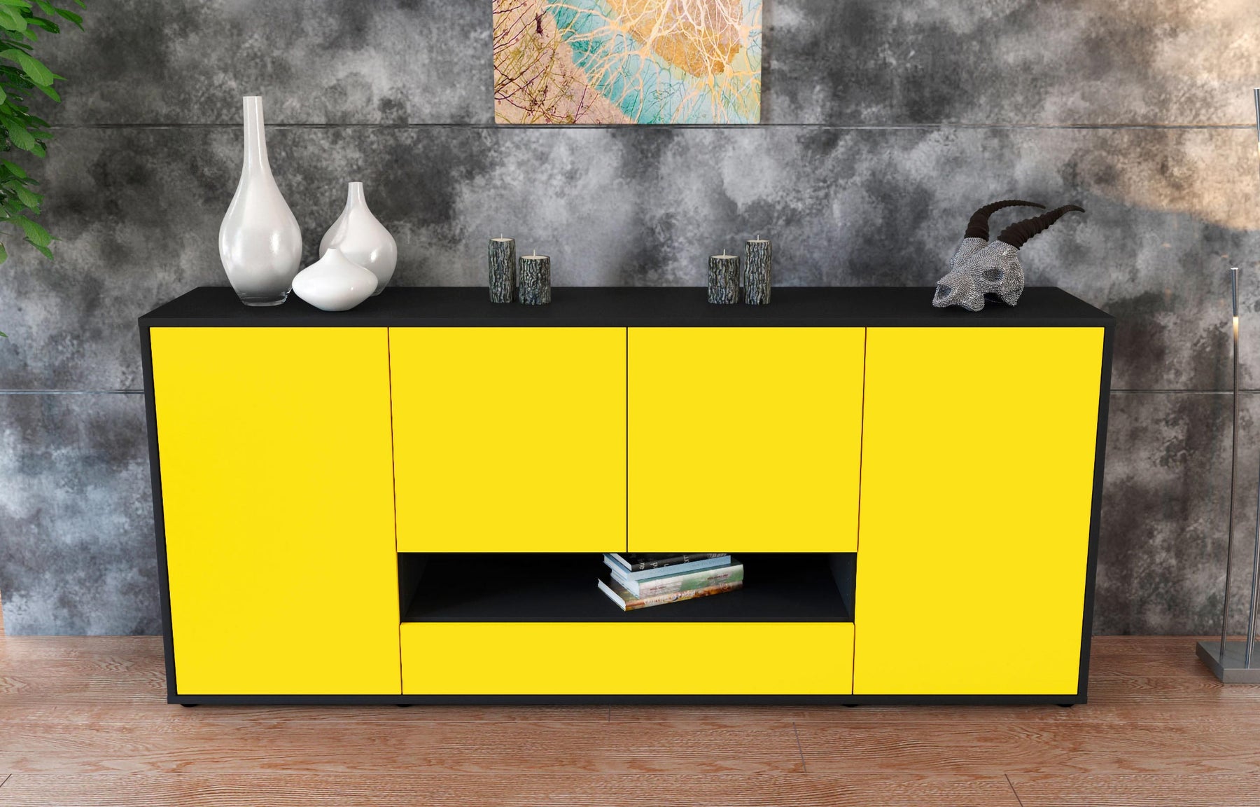 Sideboard Felicitas, Gelb (180x79x35cm)