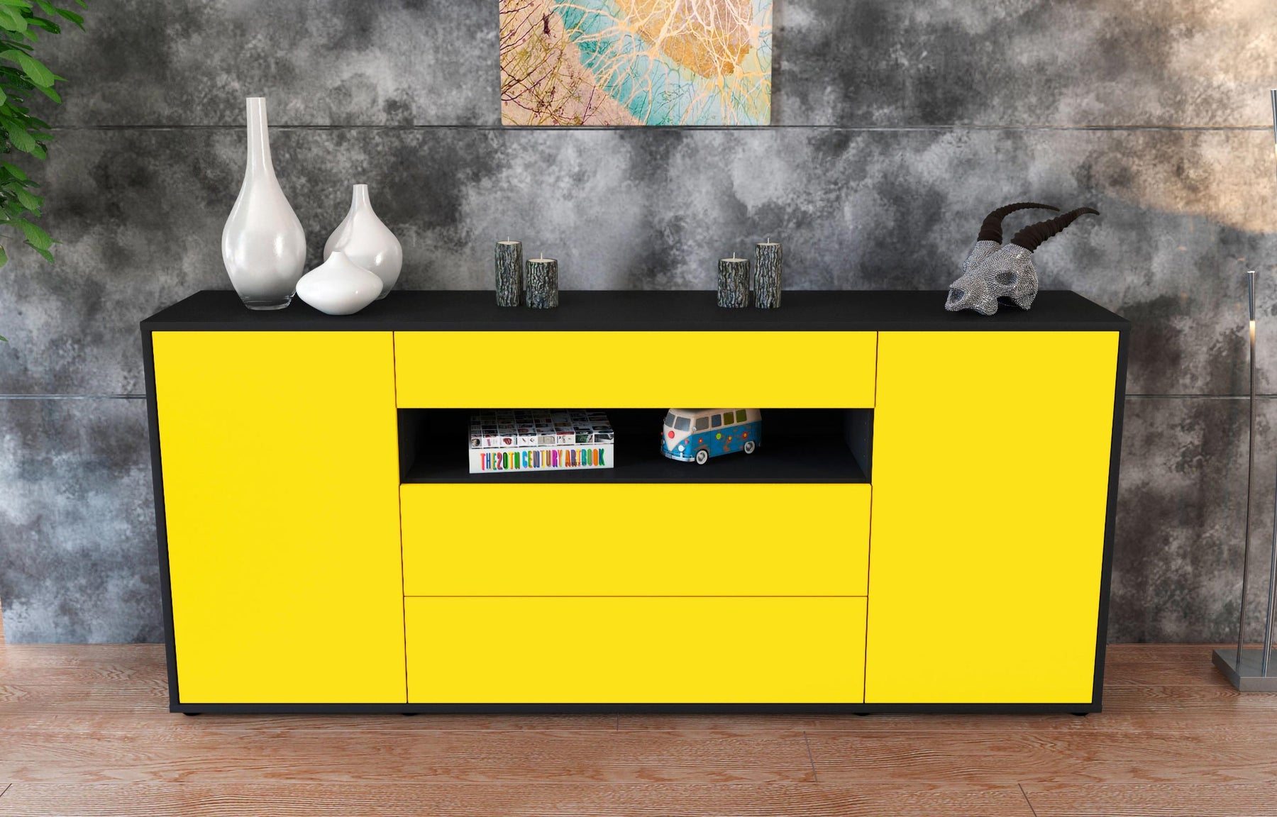 Sideboard Filippa, Gelb (180x79x35cm)