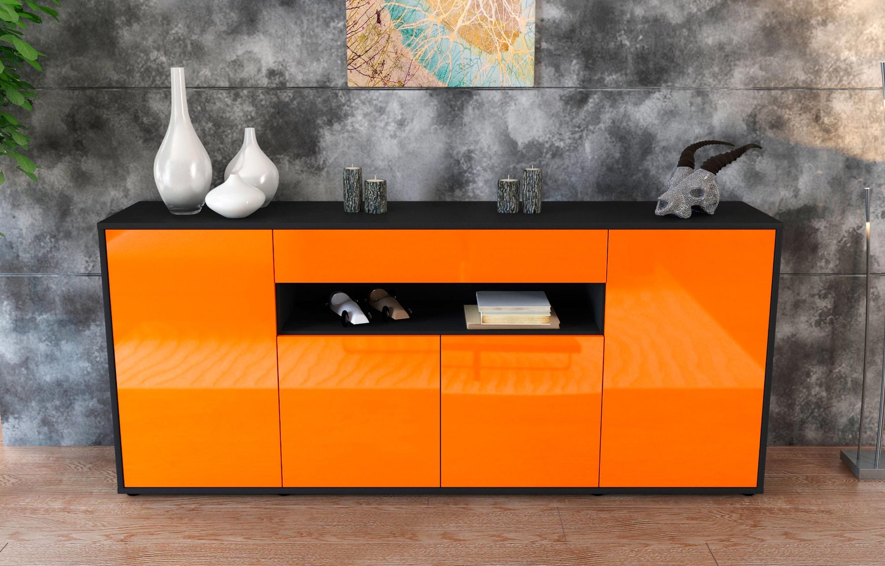 Sideboard Fiorella, Orange (180x79x35cm)