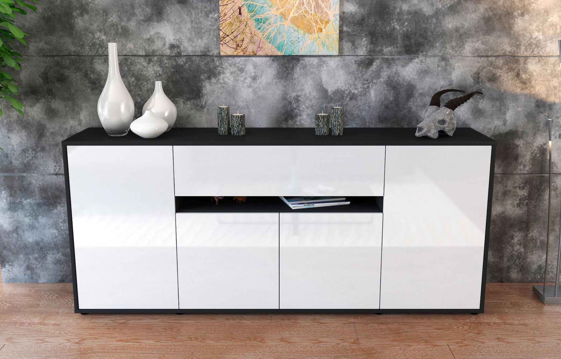 Sideboard Flavia, Weiß (180x79x35cm)