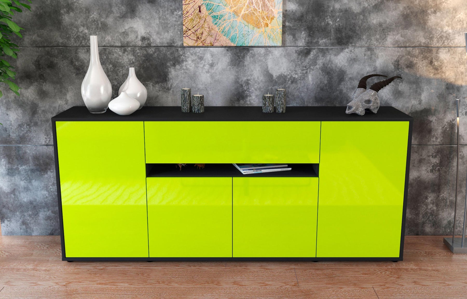 Sideboard Flavia, Grün (180x79x35cm)