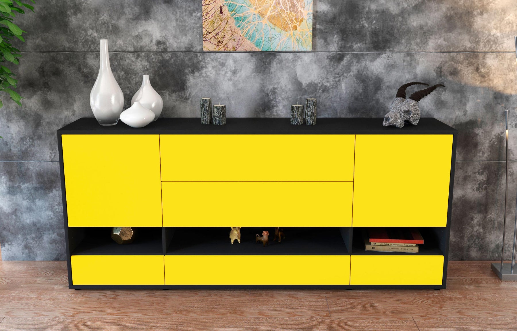 Sideboard Florentina, Gelb (180x79x35cm)