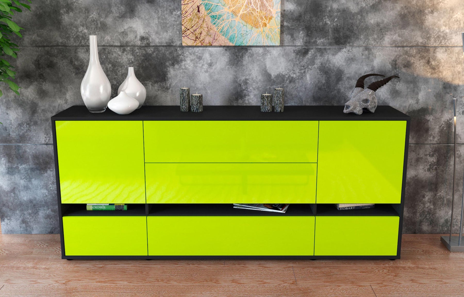 Sideboard Floriana, Grün (180x79x35cm)