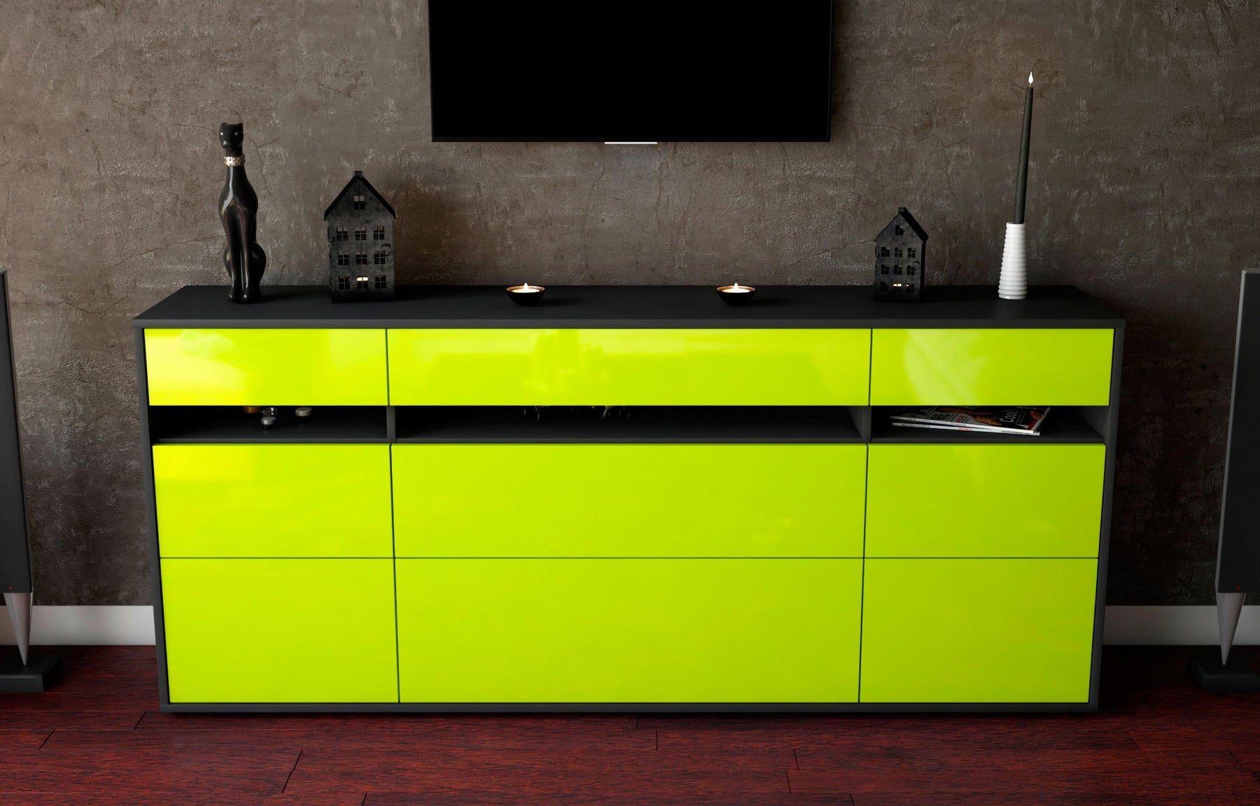 Sideboard Giada, Grün (180x79x35cm)