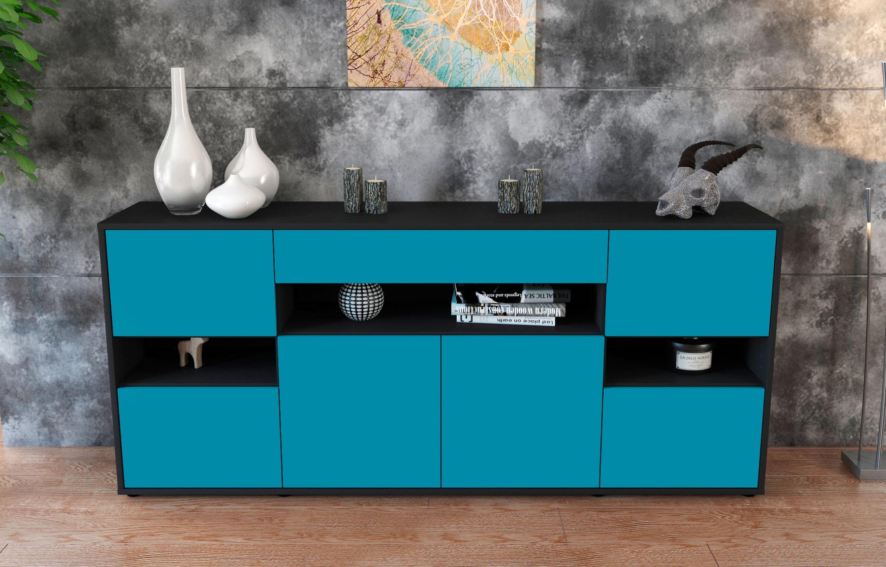 Sideboard Ginevra, Türkis (180x79x35cm)