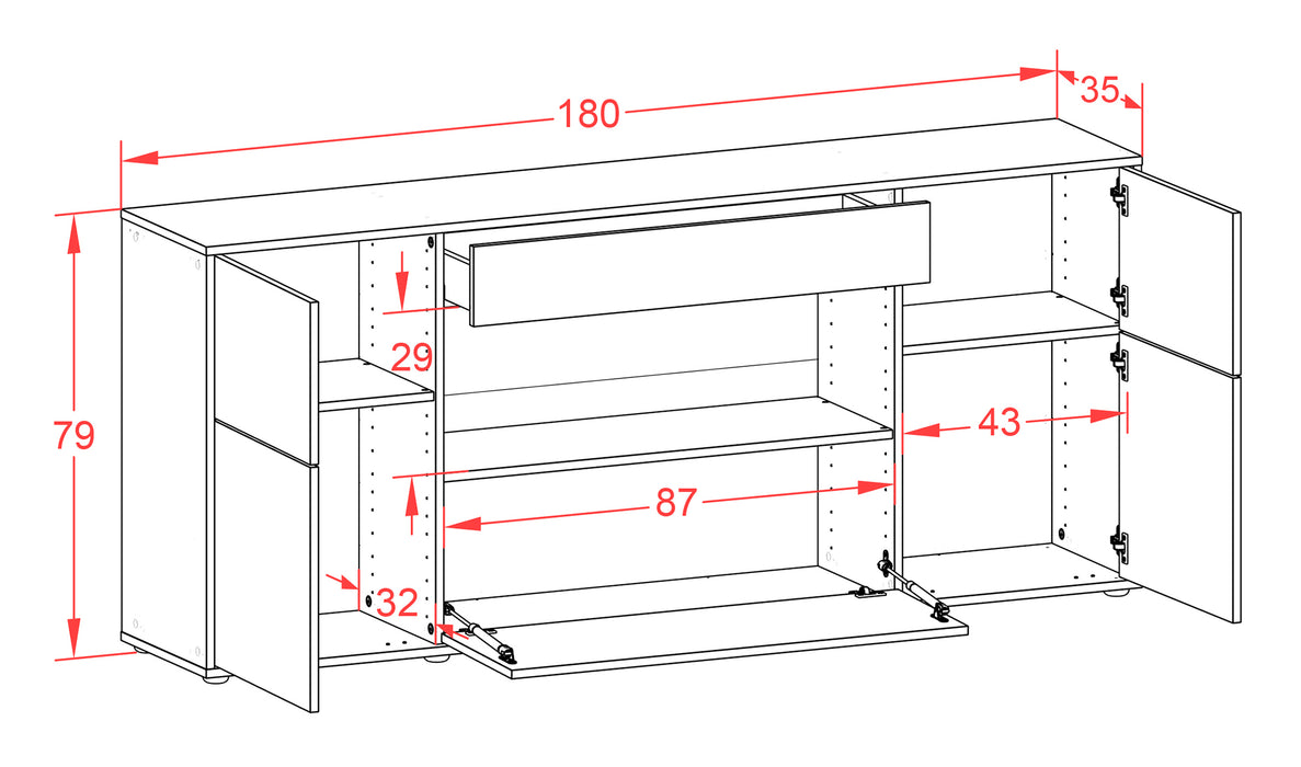 Sideboard Fabiola, Rost (180x79x35cm)