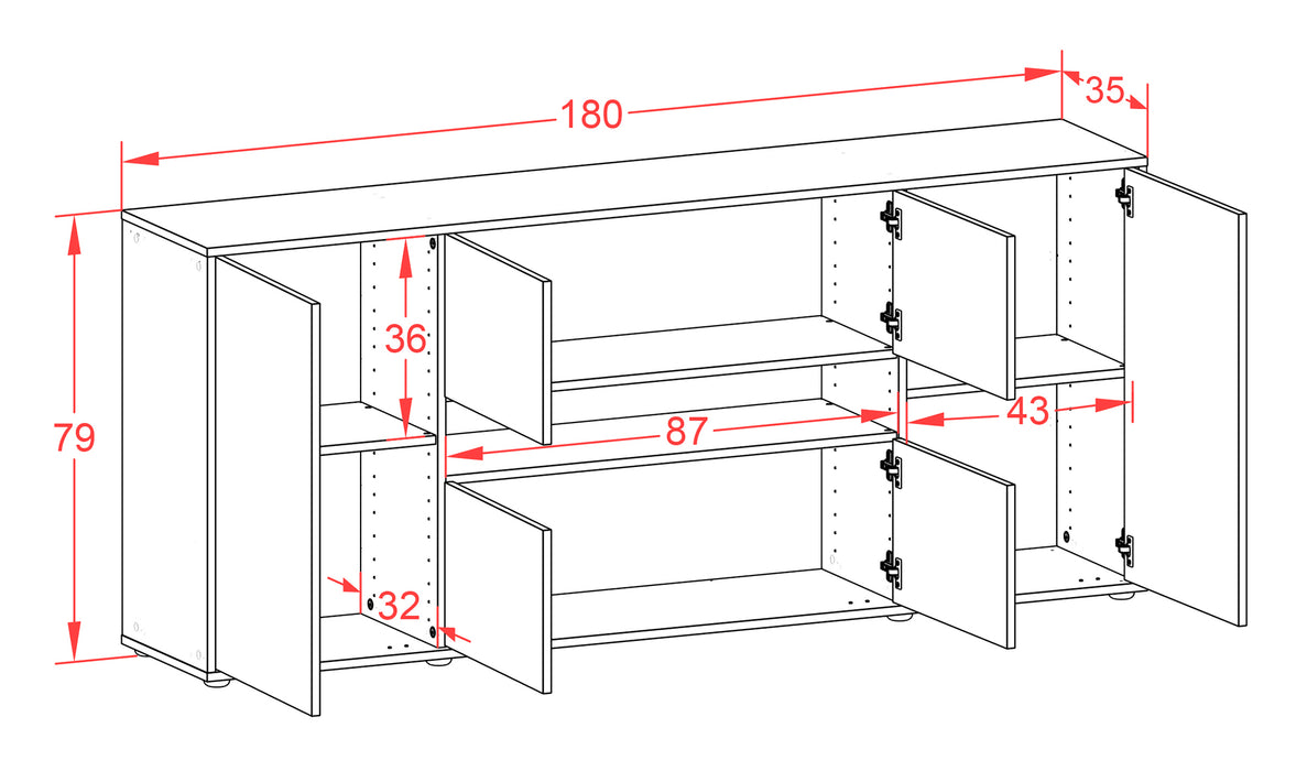 Sideboard Farina, Eiche (180x79x35cm)