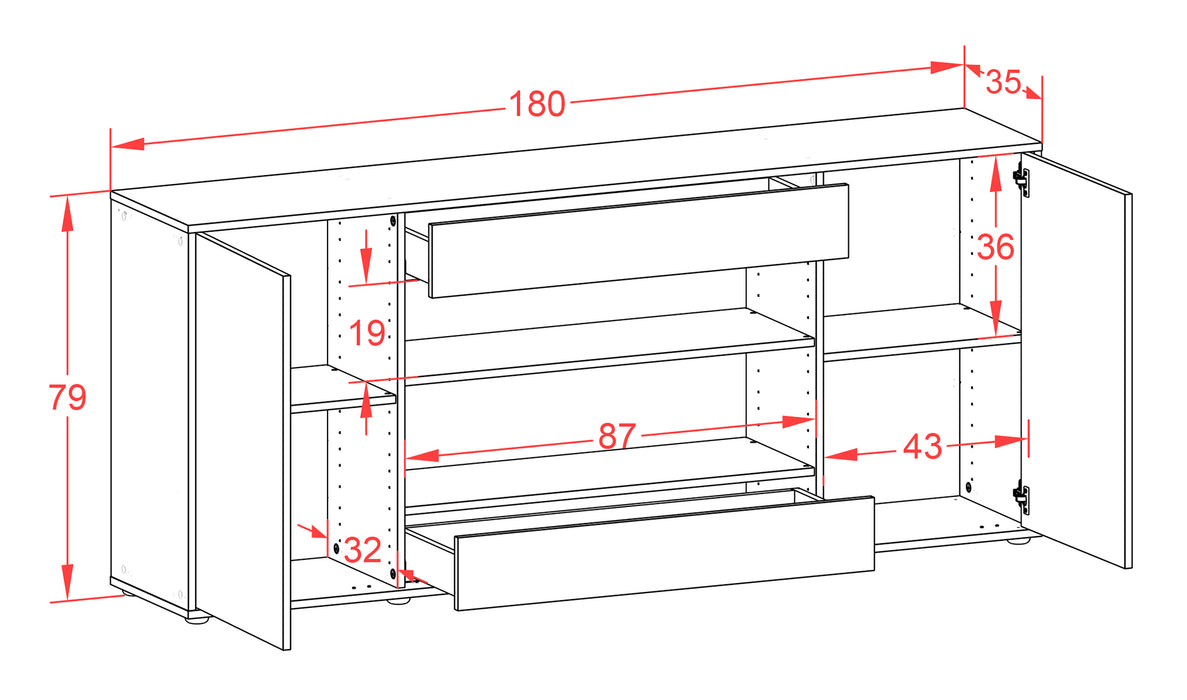 Sideboard Feli, Rost (180x79x35cm)