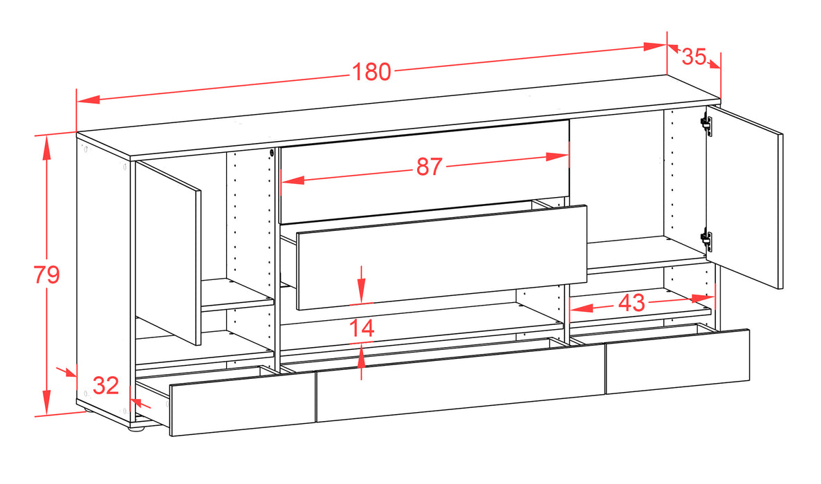 Sideboard Florentina, Rost (180x79x35cm)