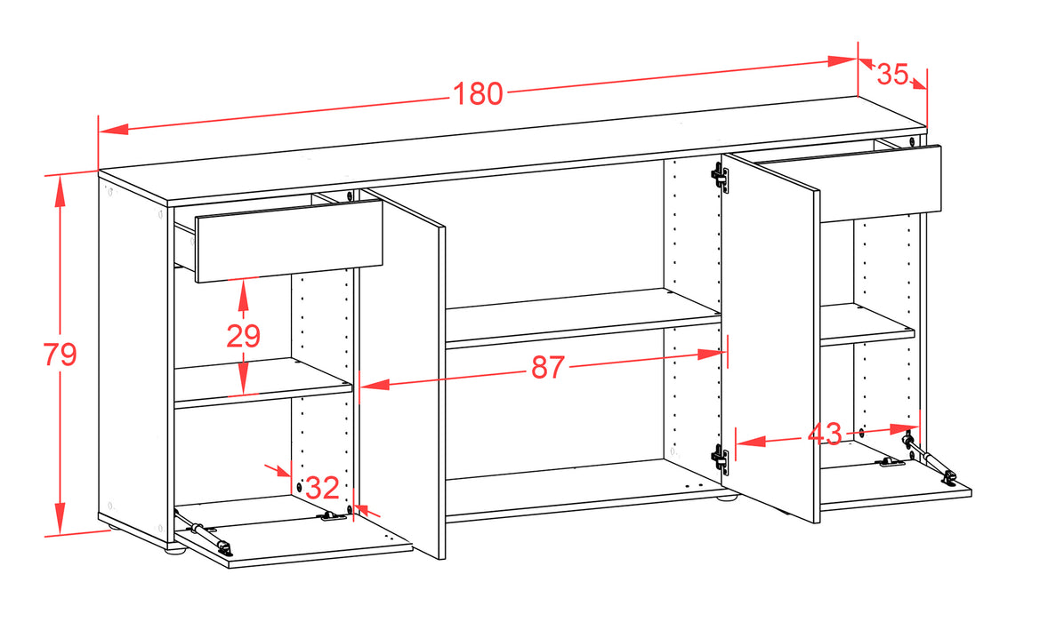 Sideboard Gabriella, Rost (180x79x35cm)