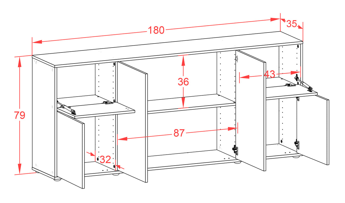 Sideboard Georgina, Rost (180x79x35cm)