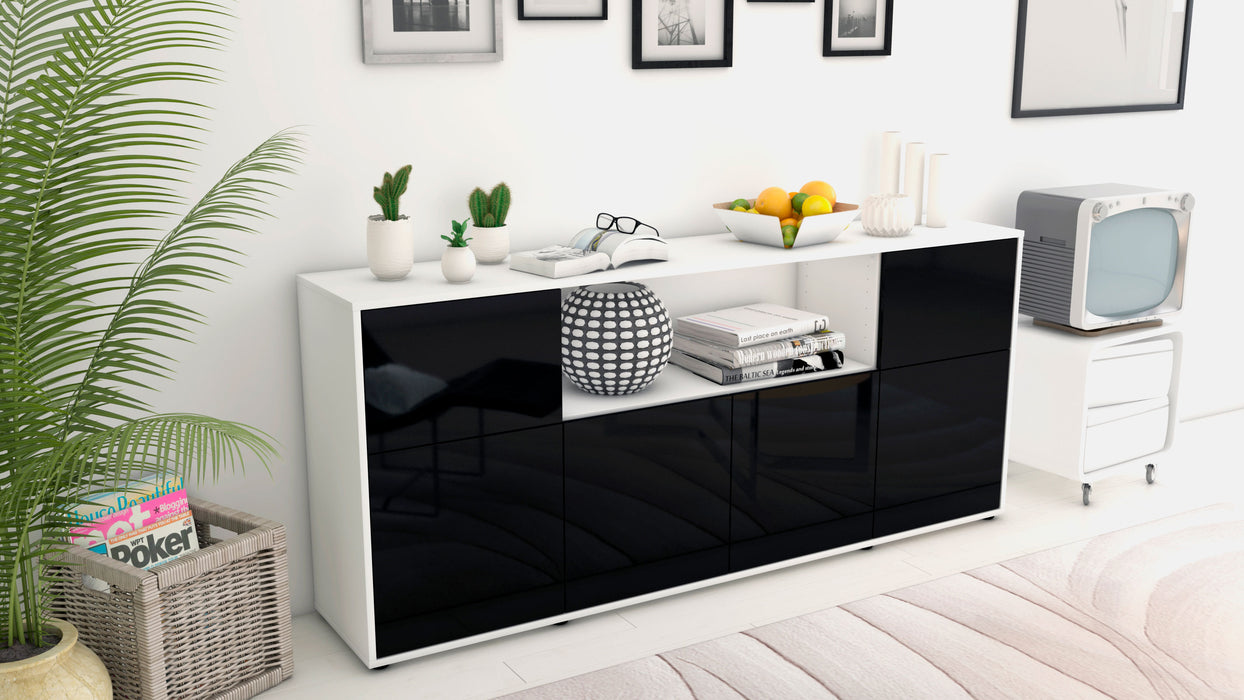 Sideboard Ermentrude, Schwarz (180x79x35cm)