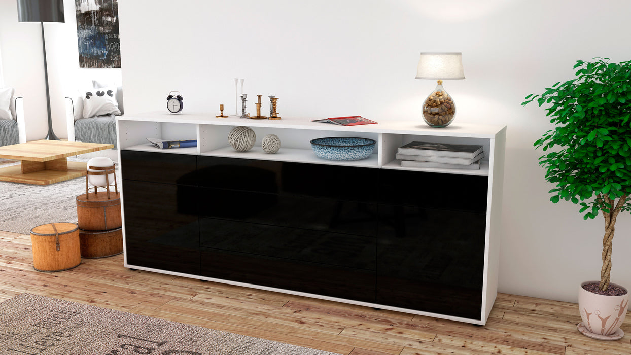 Sideboard Evelina, Schwarz (180x79x35cm)