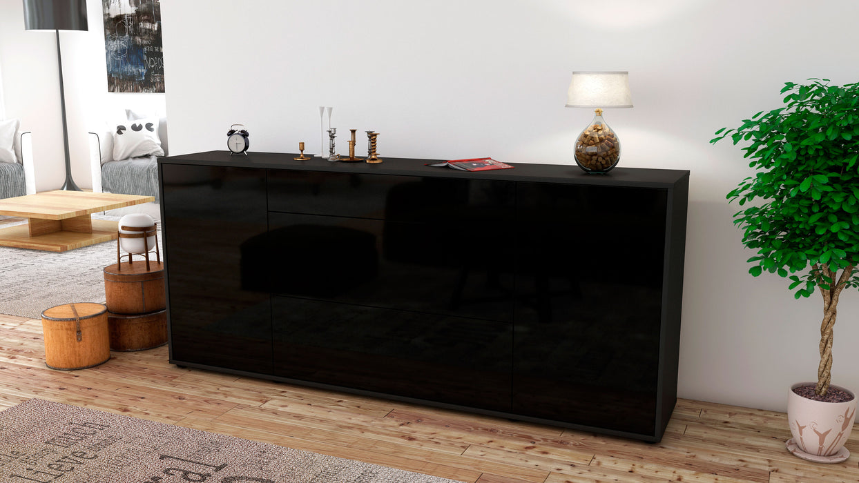 Sideboard Eleonora, Schwarz (180x79x35cm)