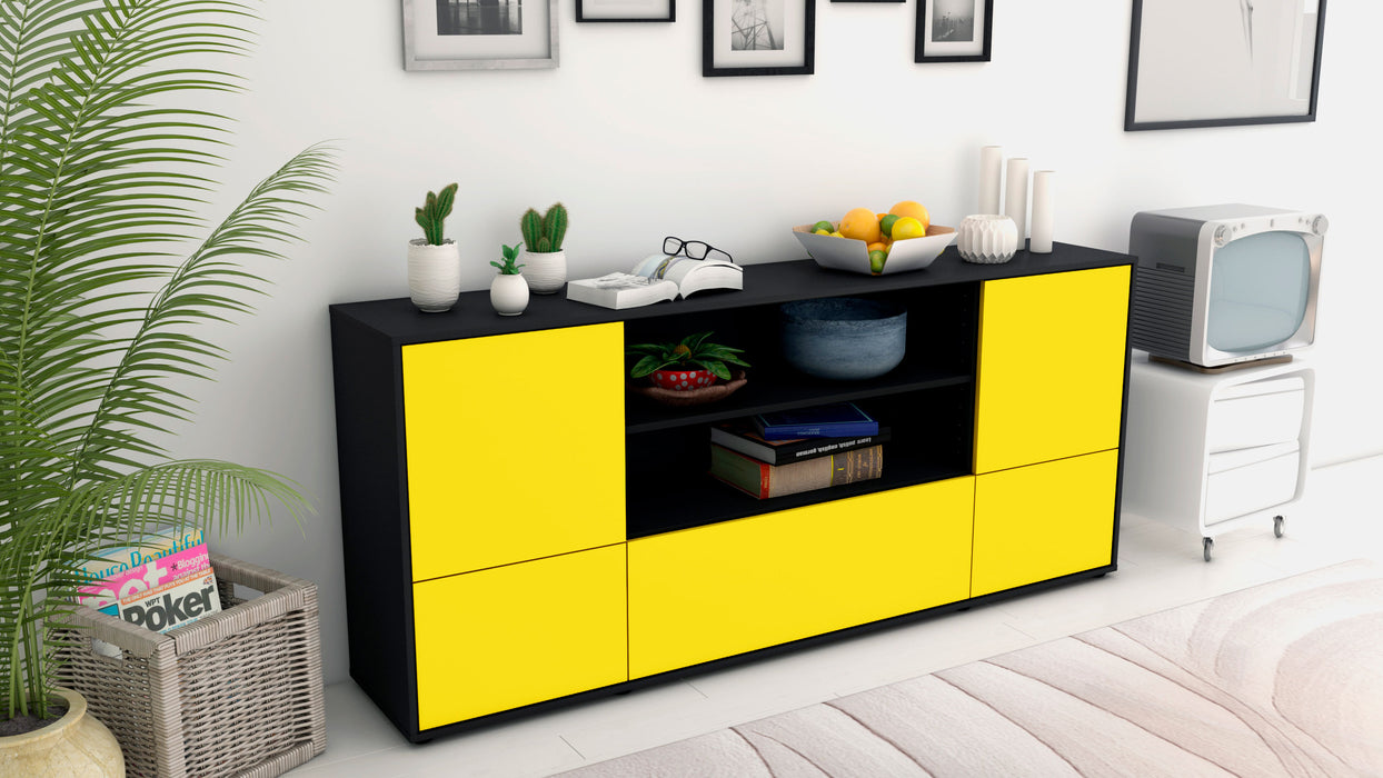 Sideboard Emanuela, Gelb (180x79x35cm)