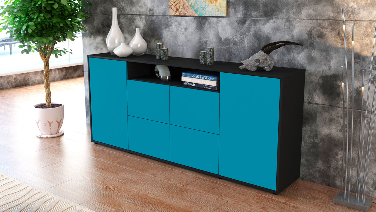 Sideboard Ephenia, Türkis (180x79x35cm)