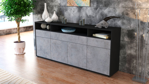 Sideboard Ezia, Beton (180x79x35cm)