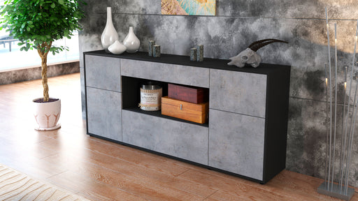 Sideboard Fabiola, Beton (180x79x35cm)