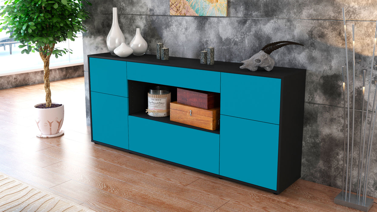 Sideboard Fabiola, Türkis (180x79x35cm)