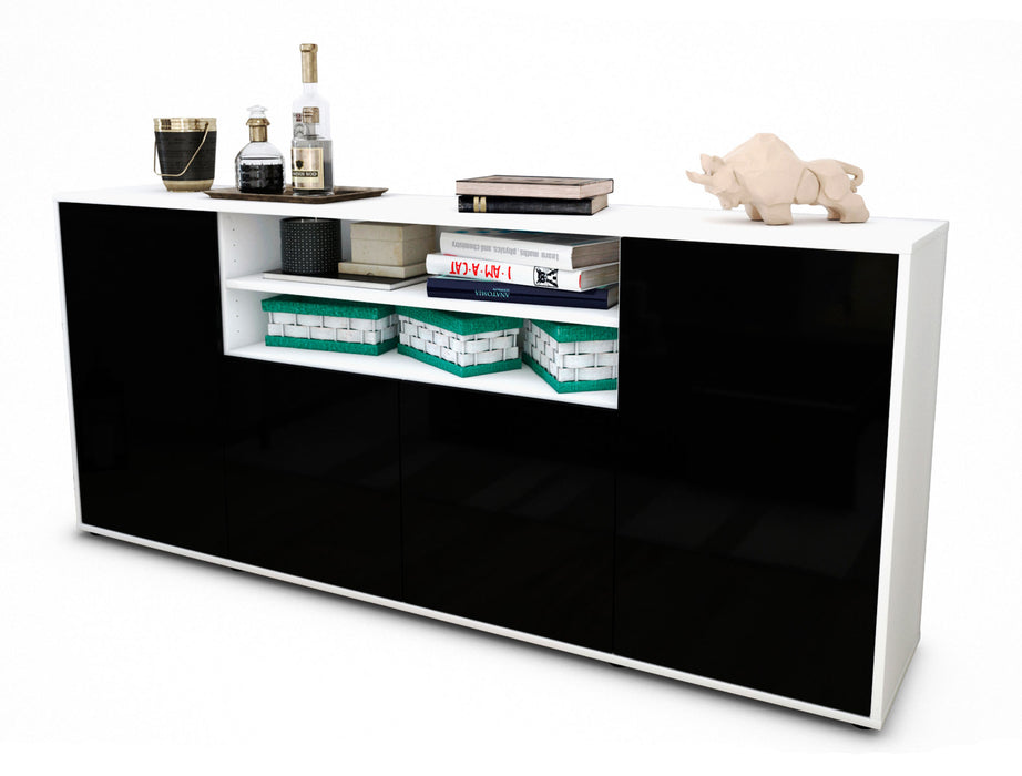 Sideboard Elsita, Schwarz (180x79x35cm)