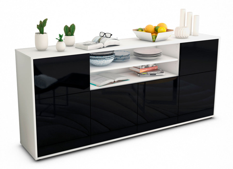 Sideboard Ermelina, Schwarz (180x79x35cm)