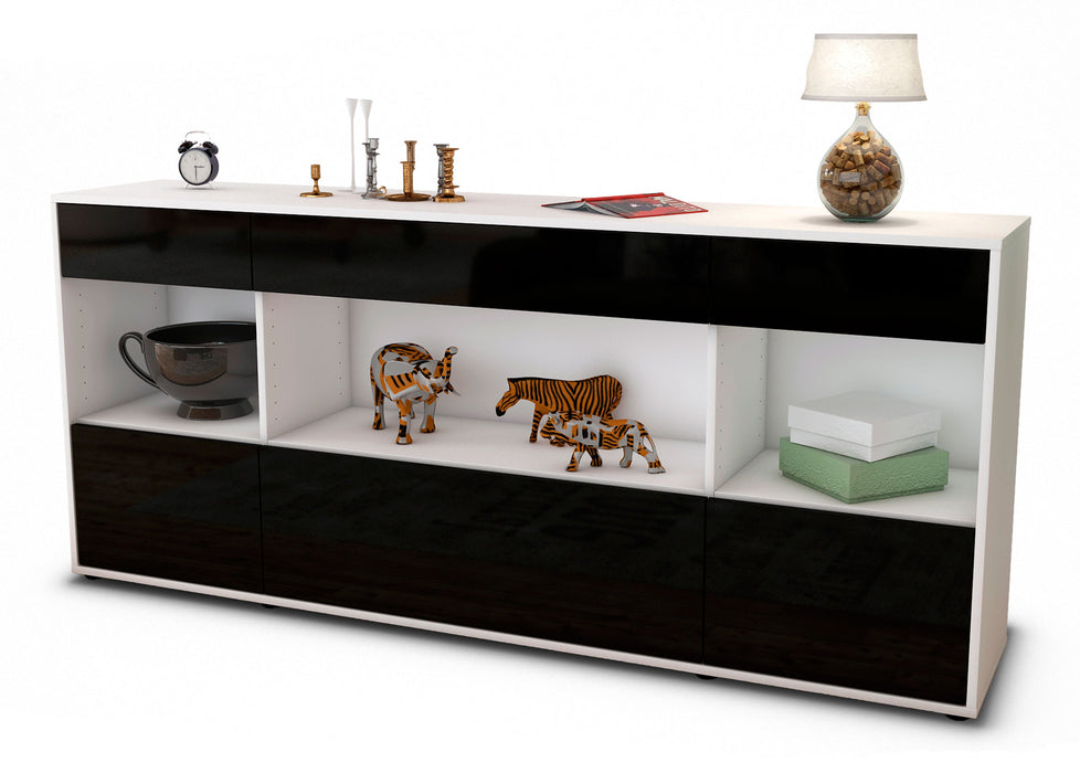 Sideboard Fabiana, Schwarz (180x79x35cm)