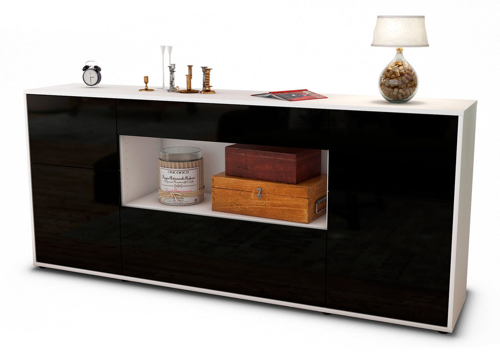 Sideboard Fabiola, Schwarz (180x79x35cm)