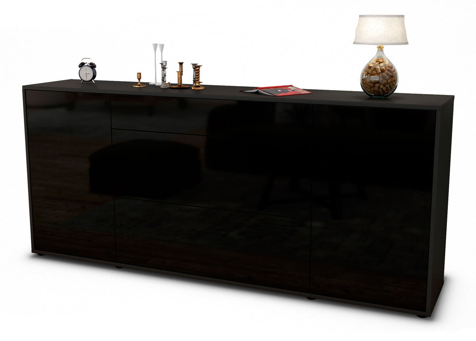 Sideboard Eleonora, Schwarz (180x79x35cm)