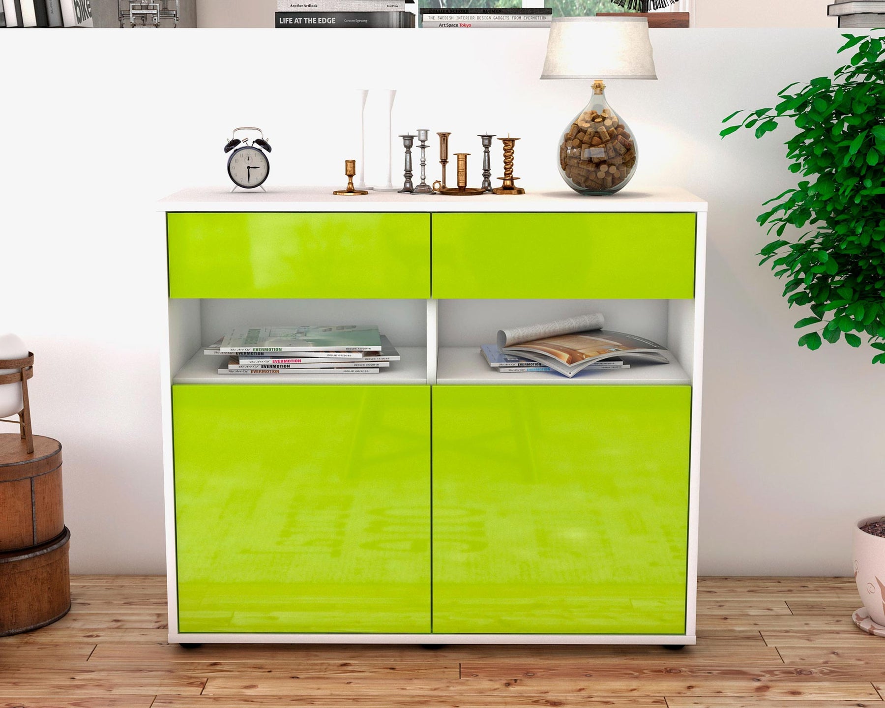 Sideboard Bruna, Grün (92x79x35cm)