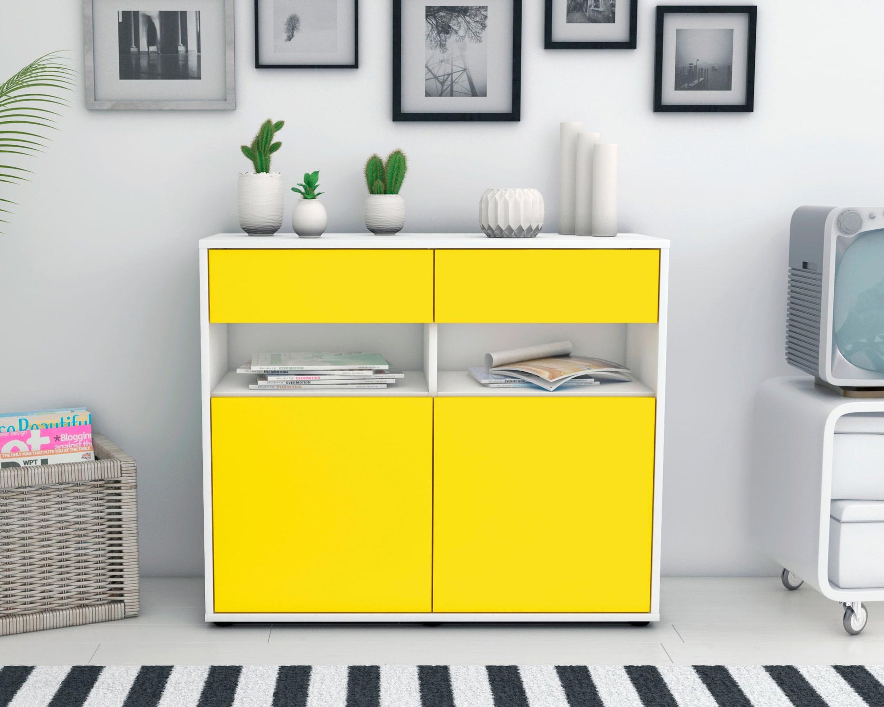 Sideboard Bruna, Gelb (92x79x35cm)