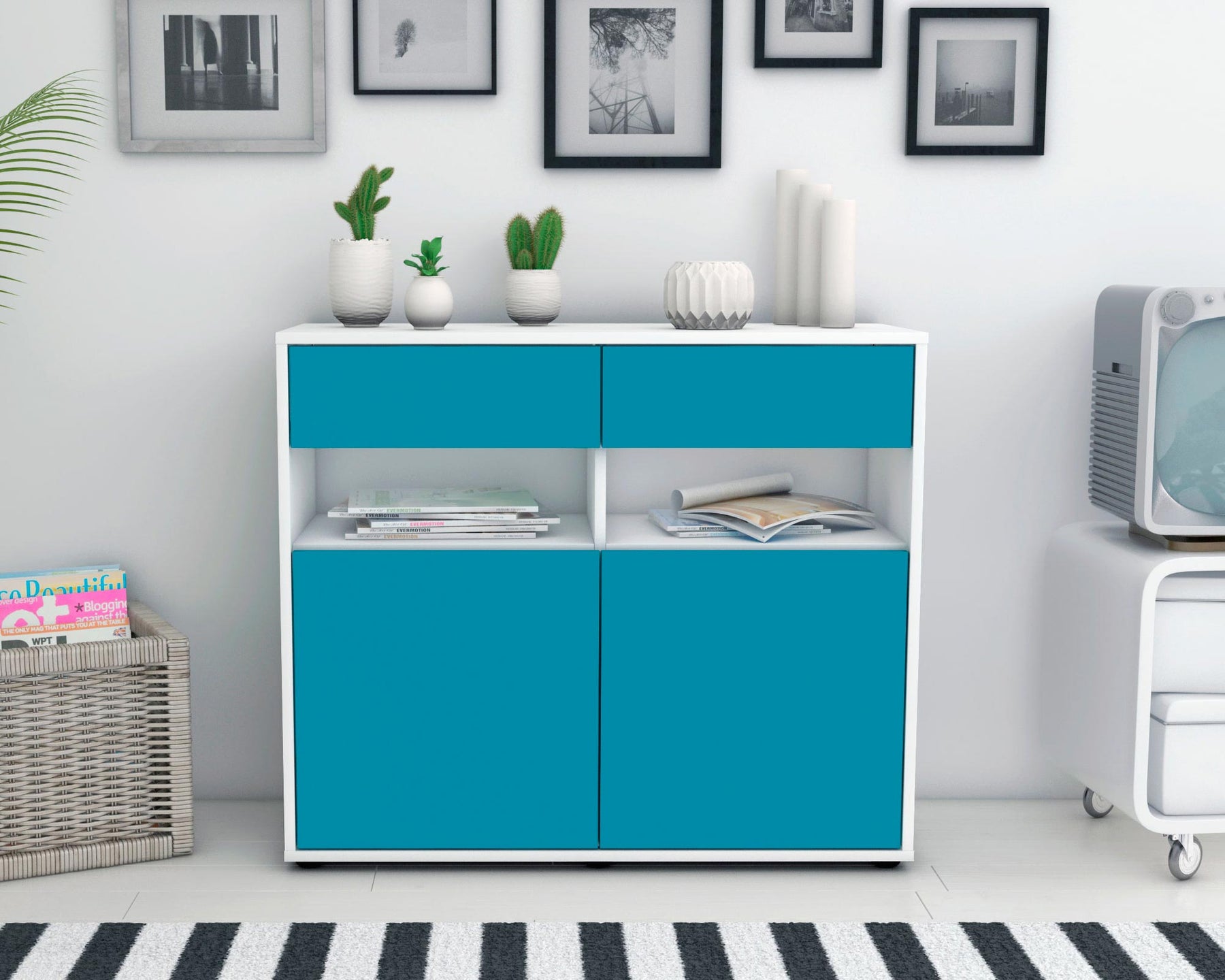 Sideboard Bruna, Türkis (92x79x35cm)