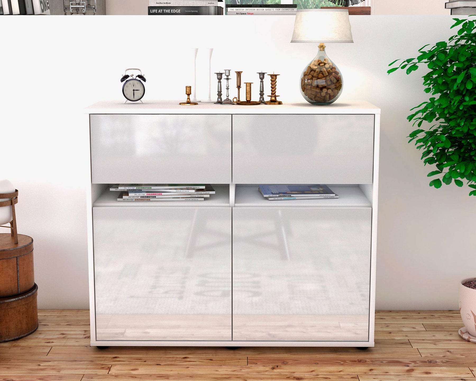 Sideboard Brunilde, Weiß (92x79x35cm)