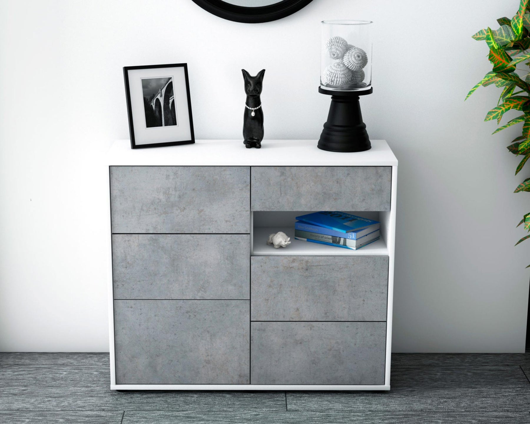 Sideboard Dariella, Beton (92x79x35cm)