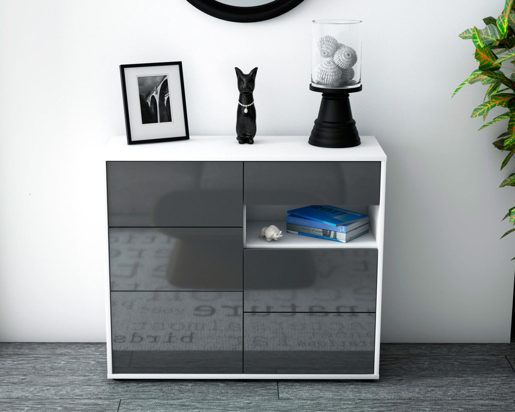 Sideboard Dariella, Grau (92x79x35cm)