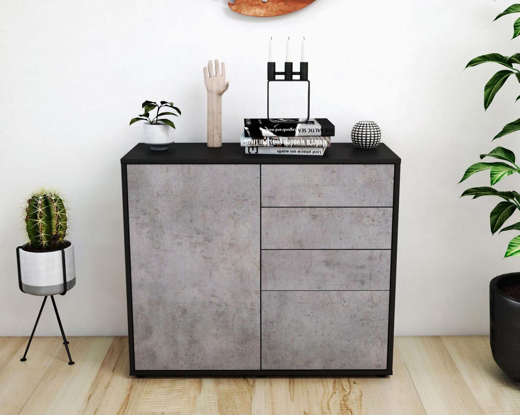 Sideboard Celestina, Beton (92x79x35cm)