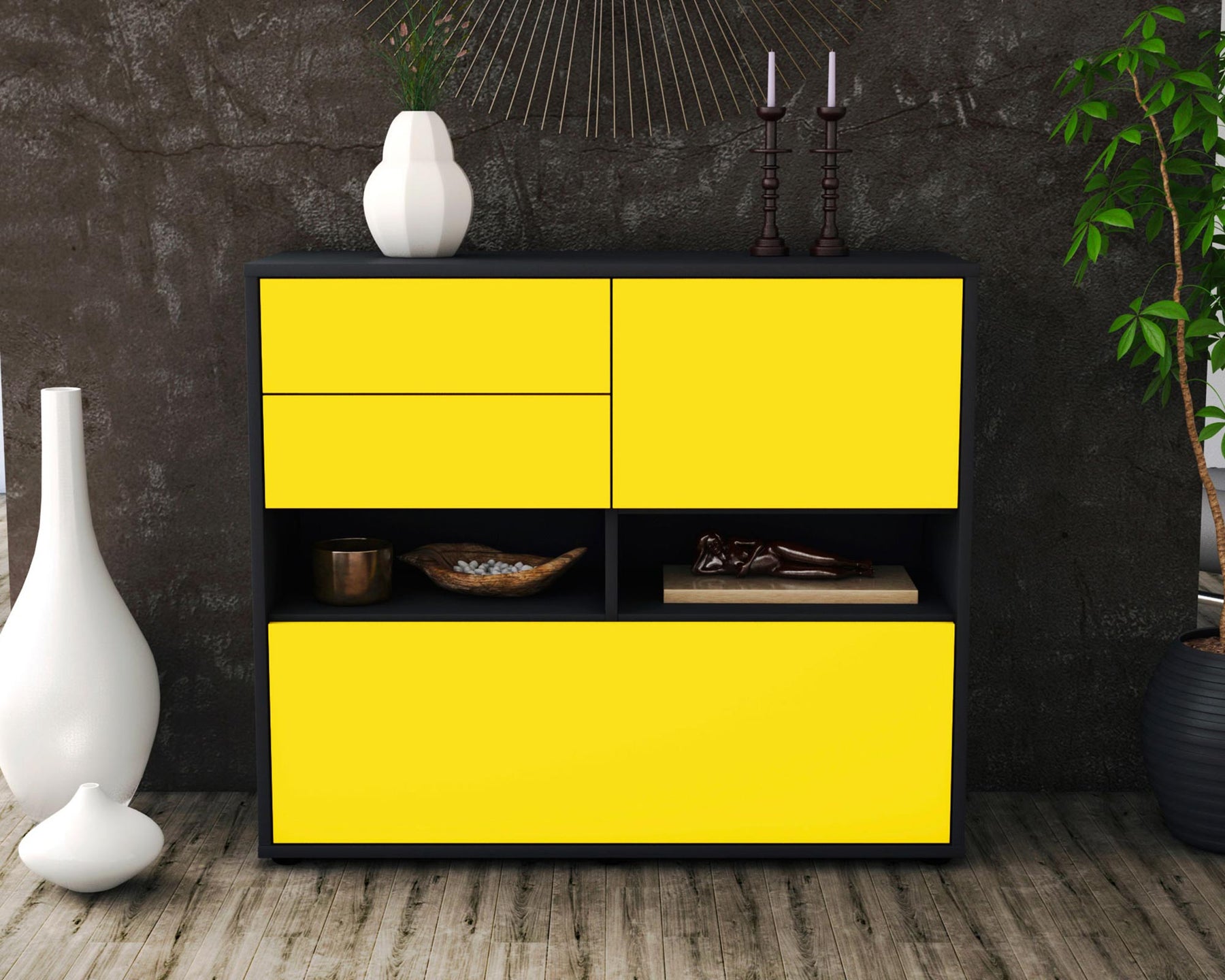 Sideboard Cornelia, Gelb (92x79x35cm)