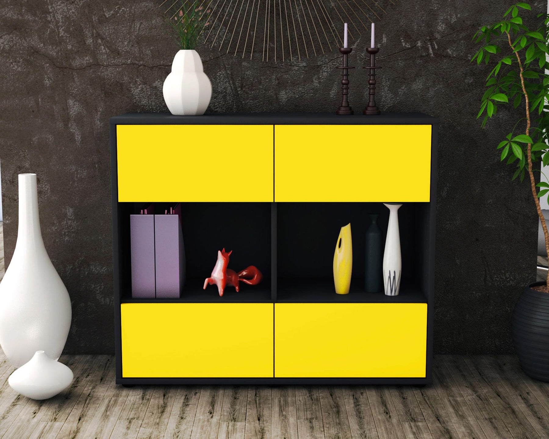 Sideboard Daniela, Gelb (92x79x35cm)