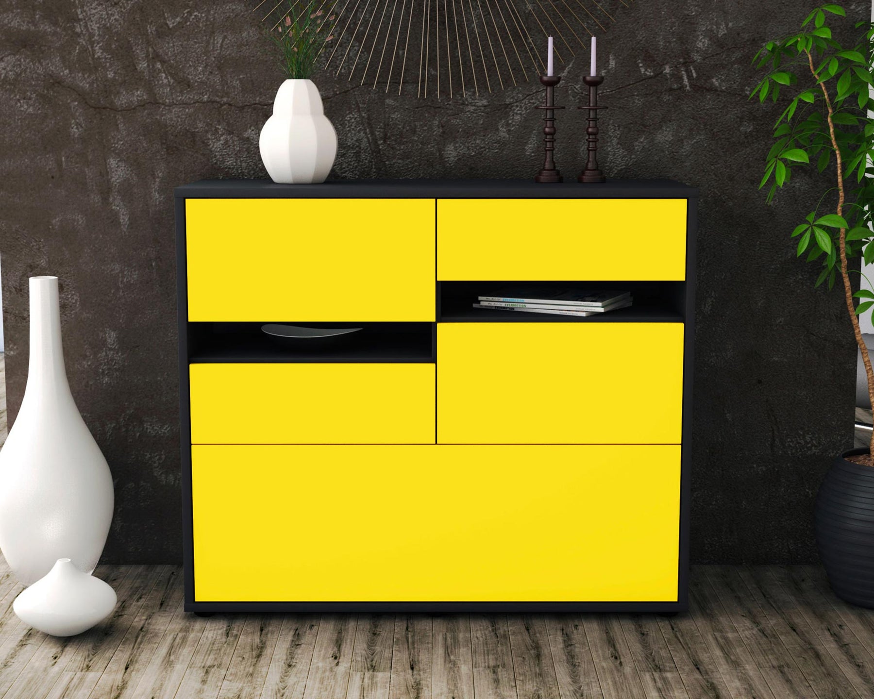 Sideboard Daria, Gelb (92x79x35cm)