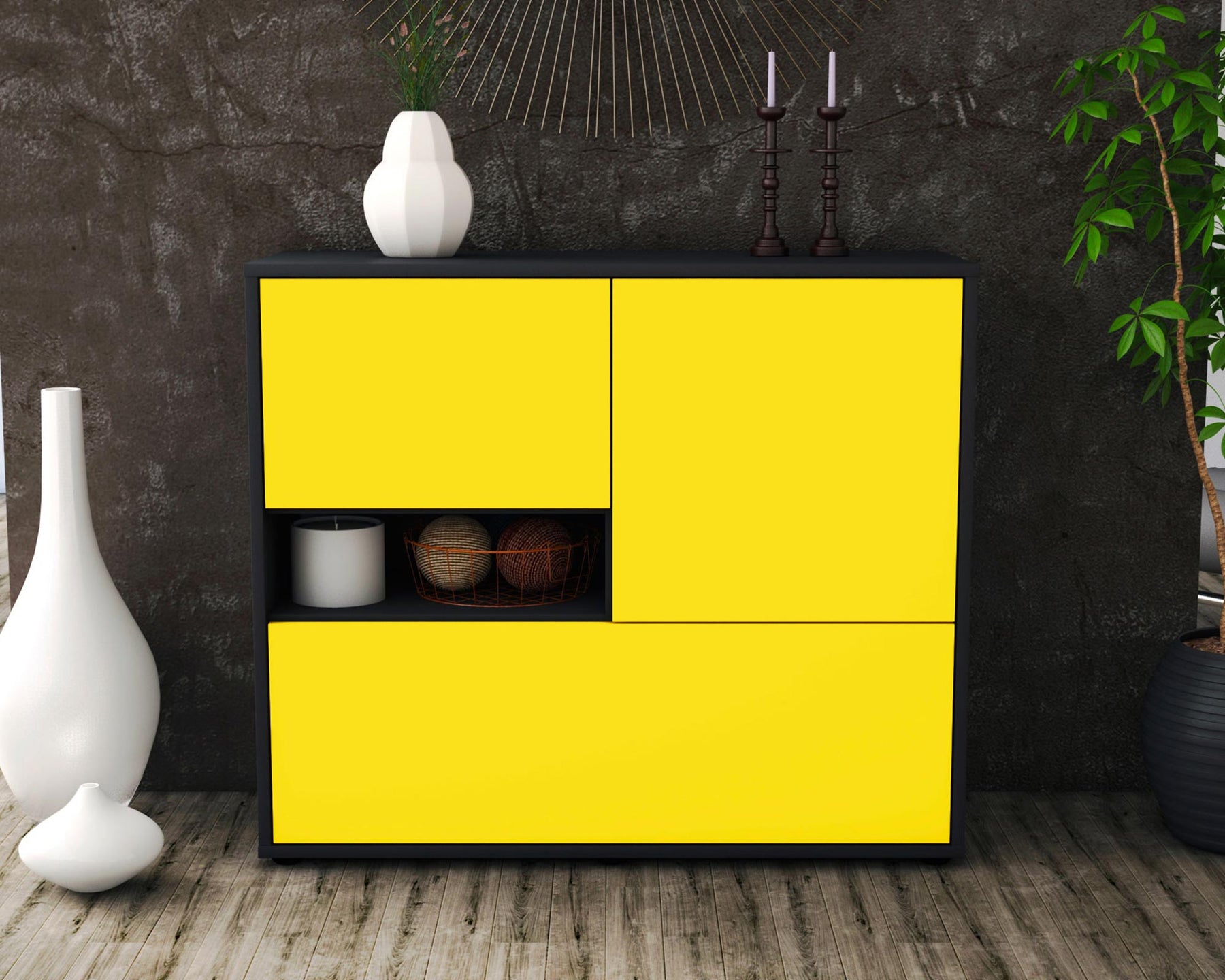 Sideboard Debora, Gelb (92x79x35cm)