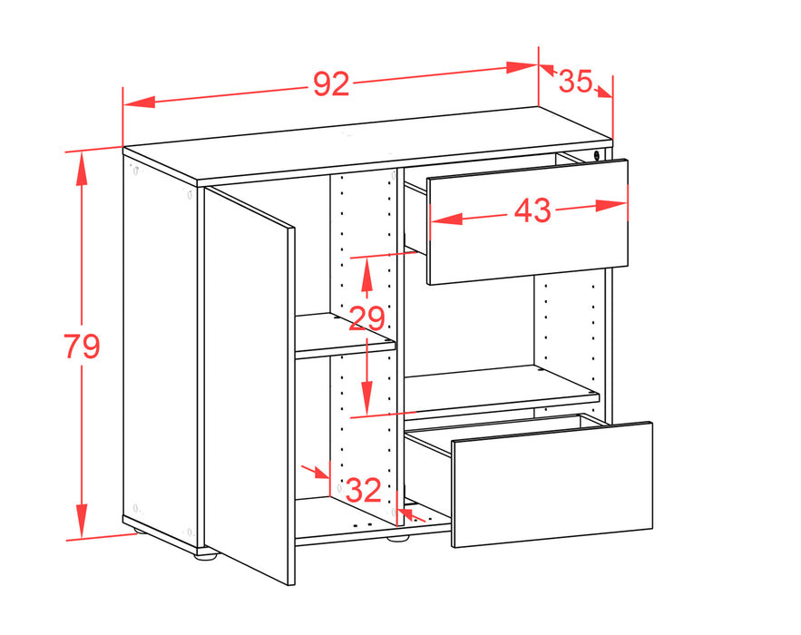 Sideboard Danica, Beton (92x79x35cm)