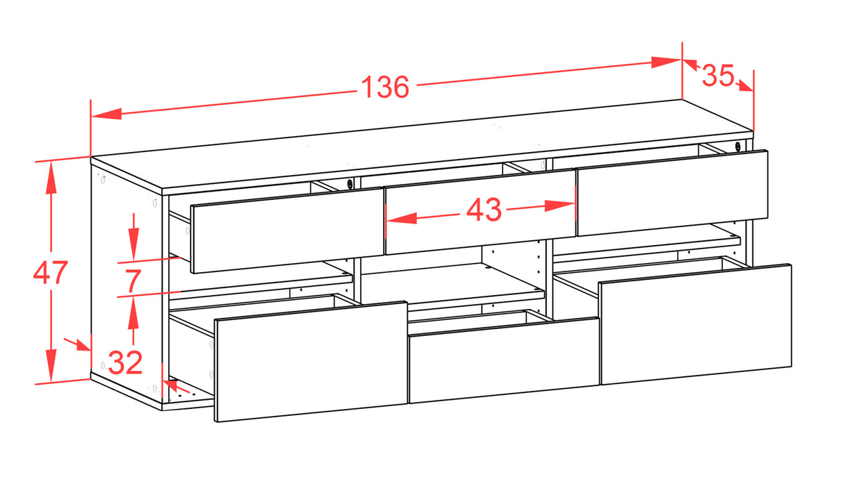 Lowboard Arlington, Rost, hängend (136x49x35cm)