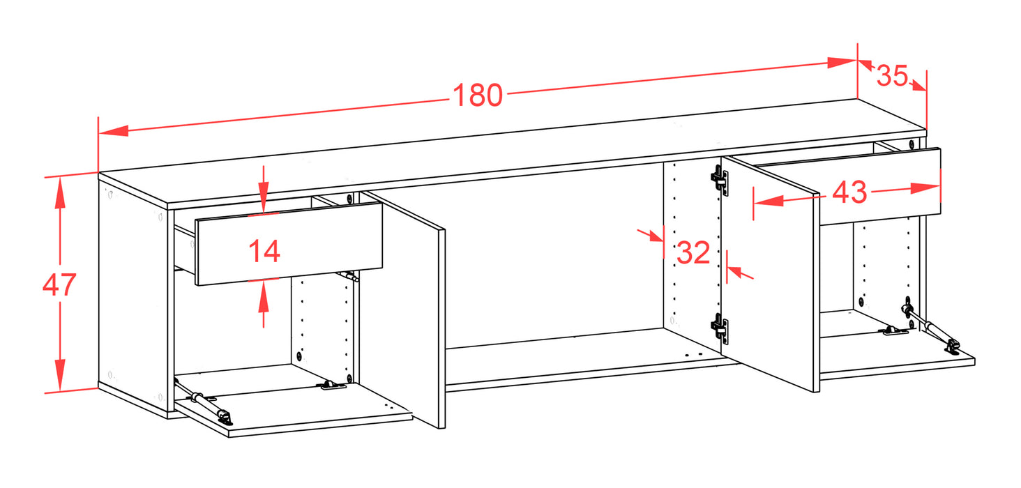 Lowboard Madison, Rost, hängend (180x49x35cm)