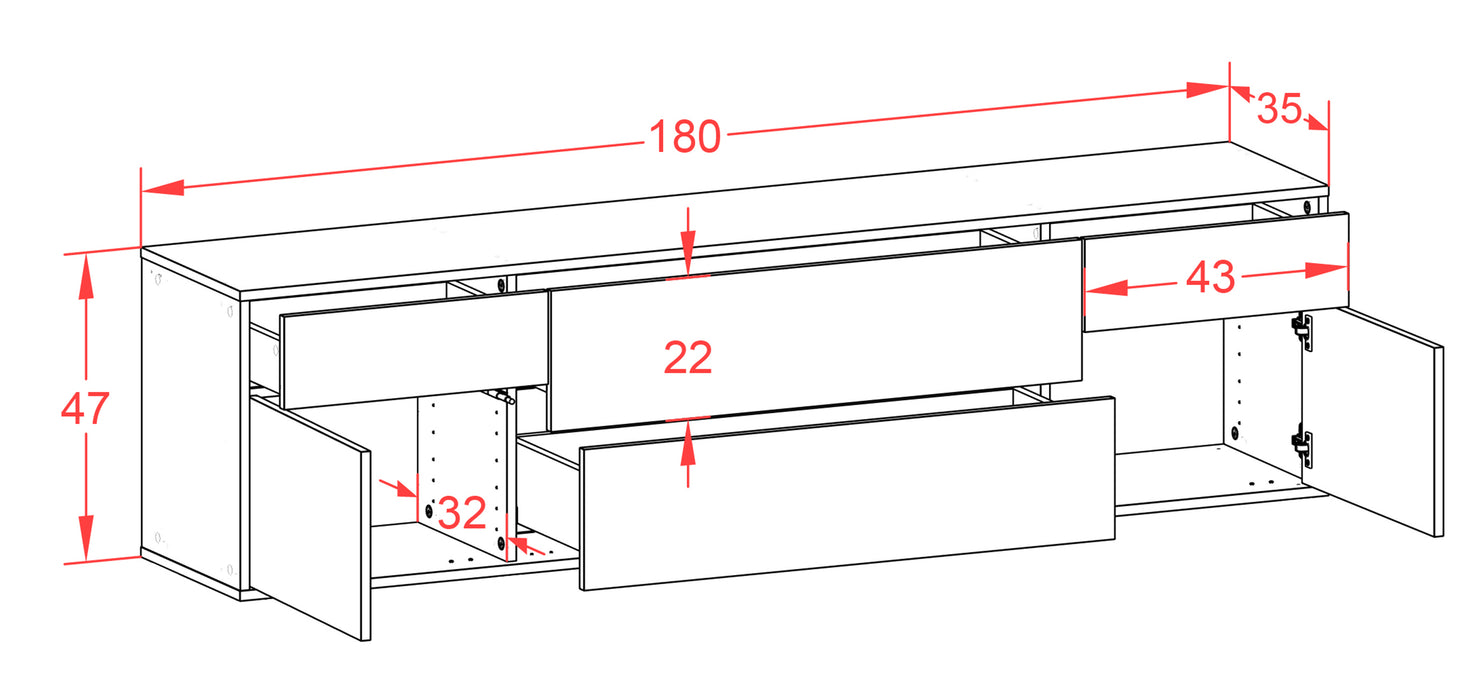 Lowboard Chula Vista, Rost, hängend (180x49x35cm)