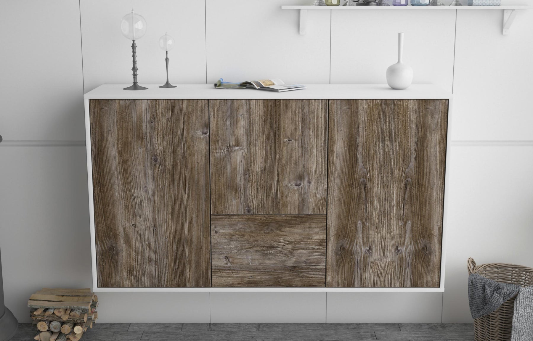 Sideboard Vancouver, Treibholz, hängend (136x79x35cm)