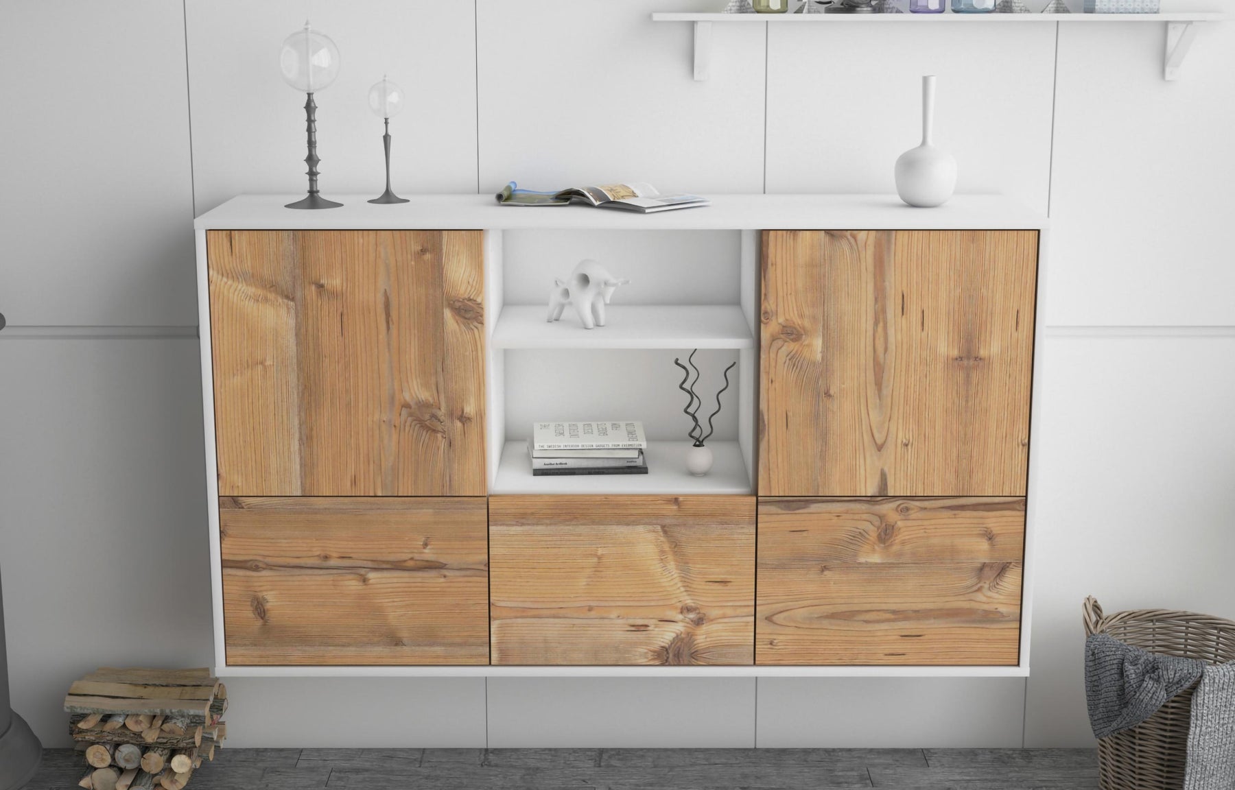 Sideboard Grand Prairie, Pinie, hängend (136x79x35cm)