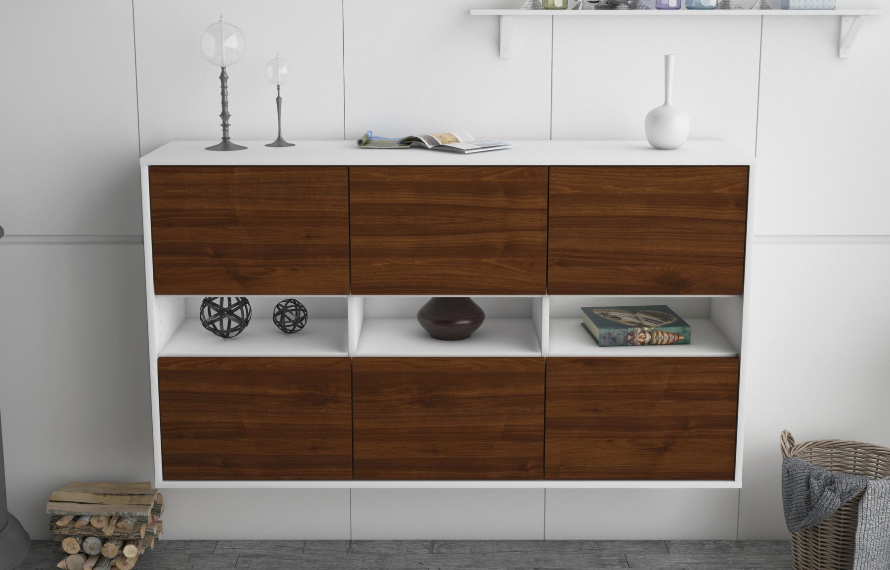 Sideboard Rockford, Walnuss, hängend (136x79x35cm)