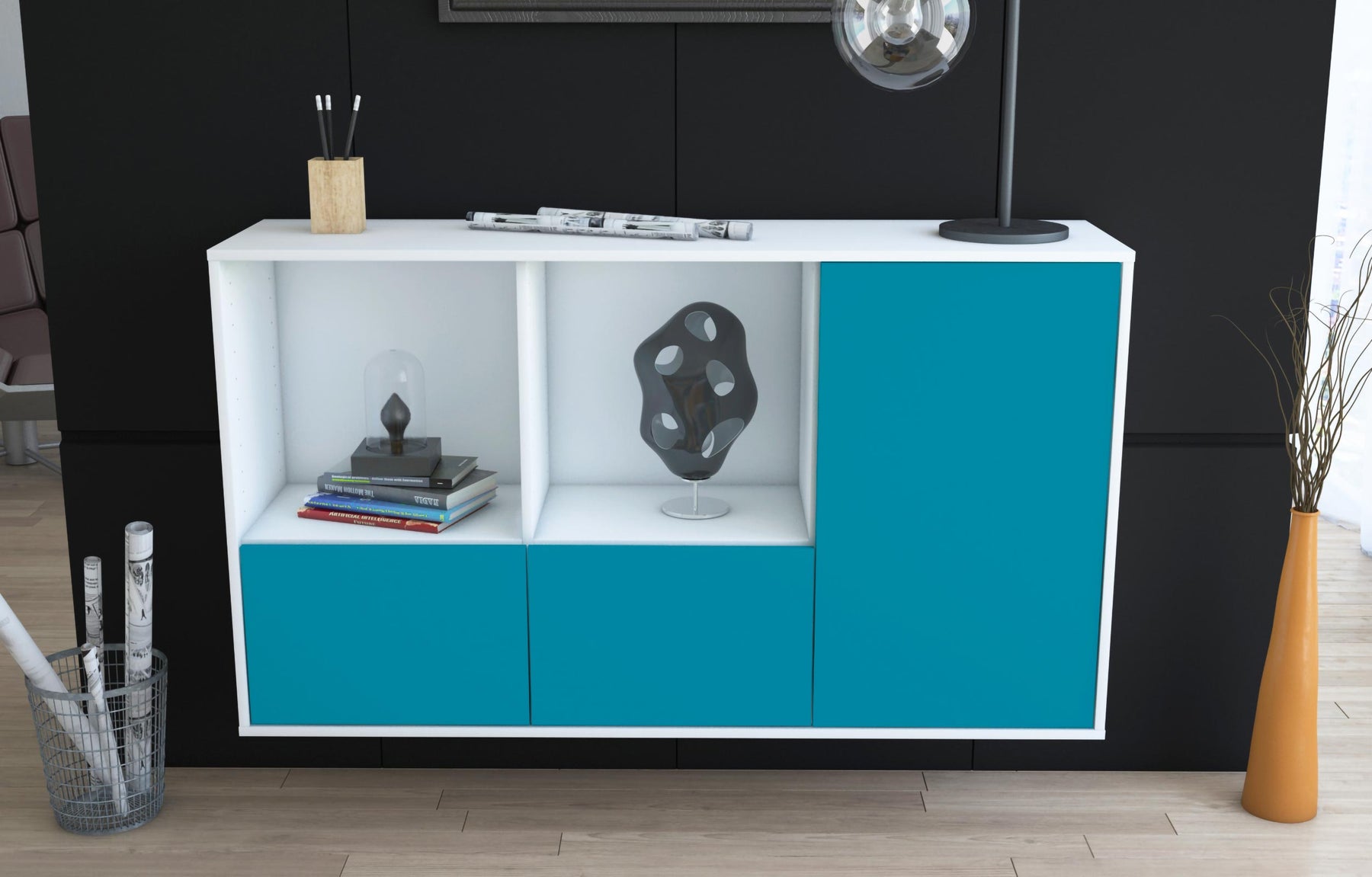 Sideboard Springfield, Türkis, hängend (136x79x35cm)