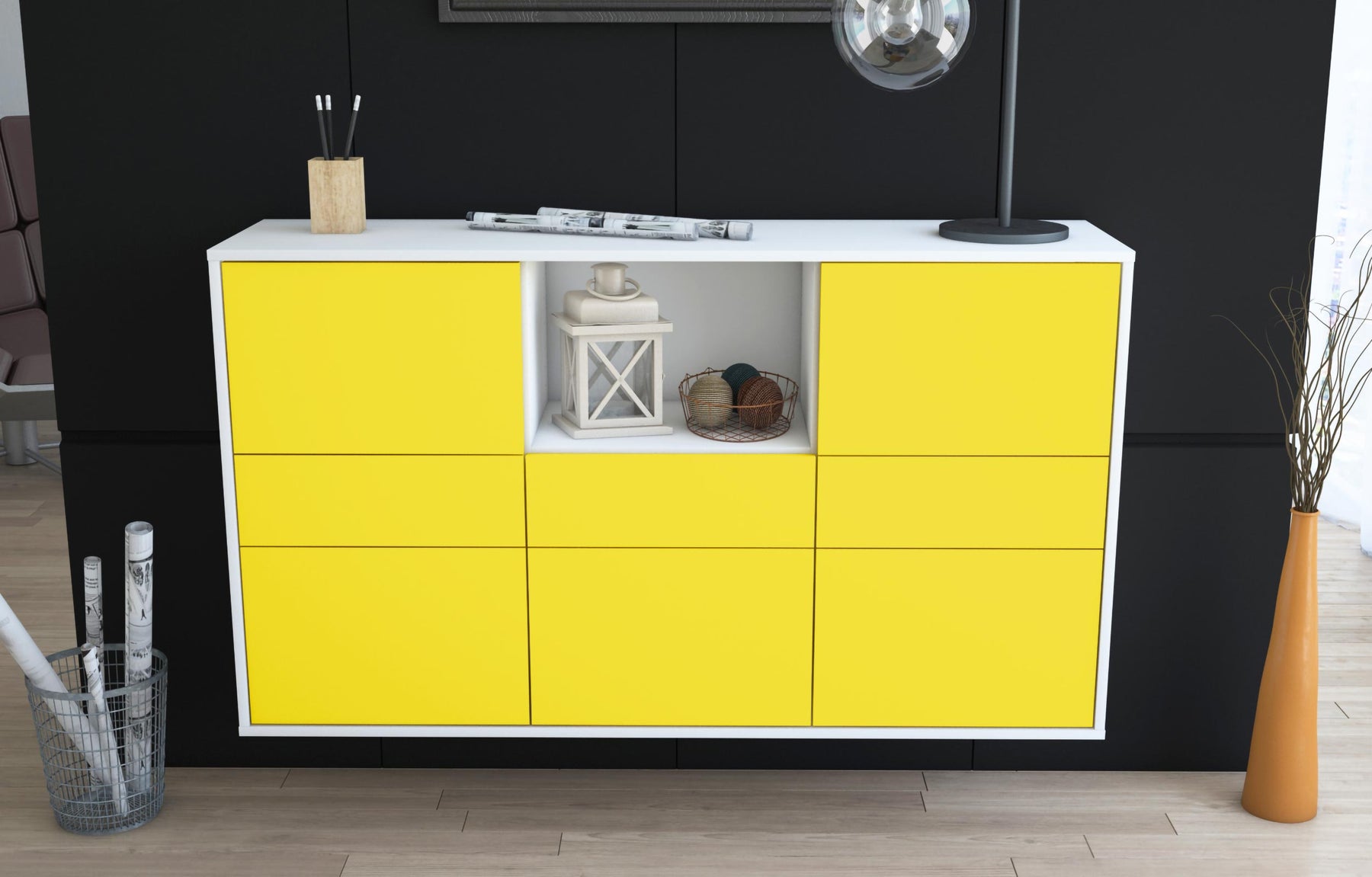 Sideboard Pomona, Gelb, hängend (136x79x35cm)